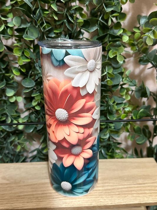 3D Flowers Tumbler