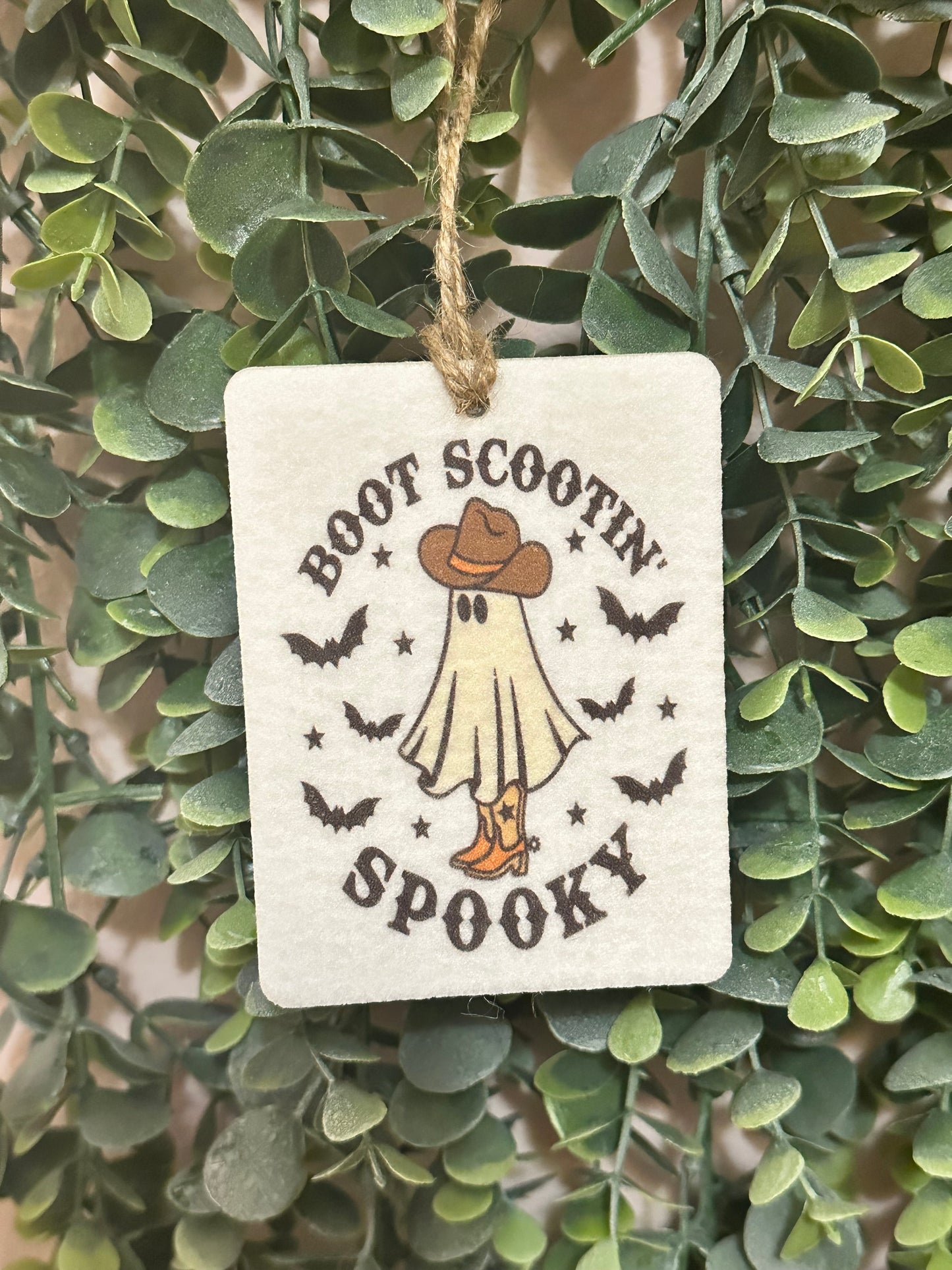 Boot Scootin Spooky Ghost Car Freshie