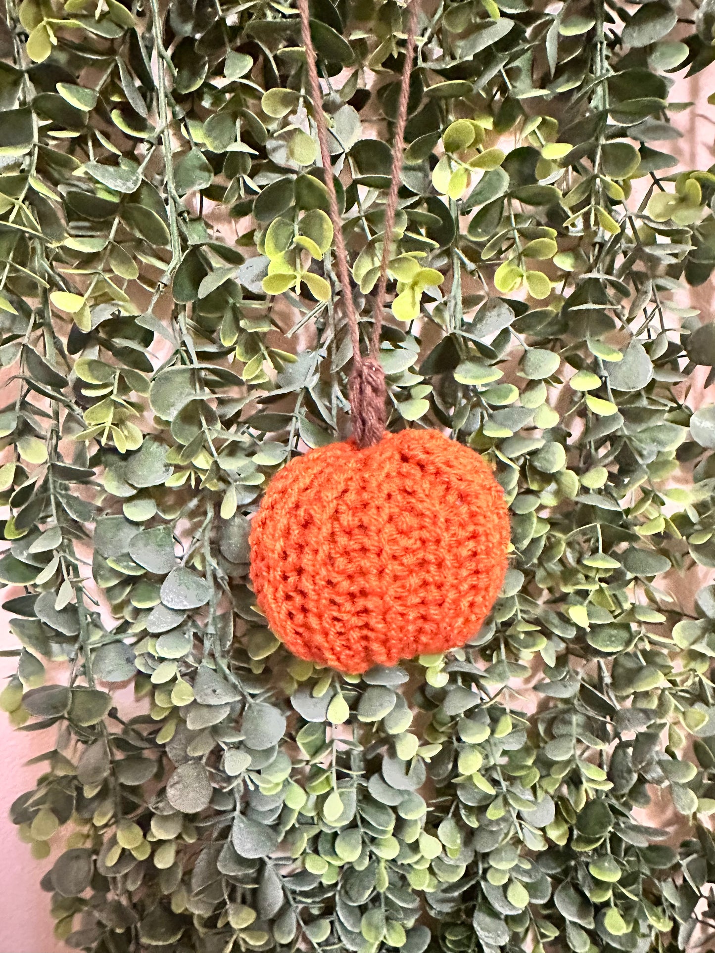 Crochet Pumpkin Car Charm