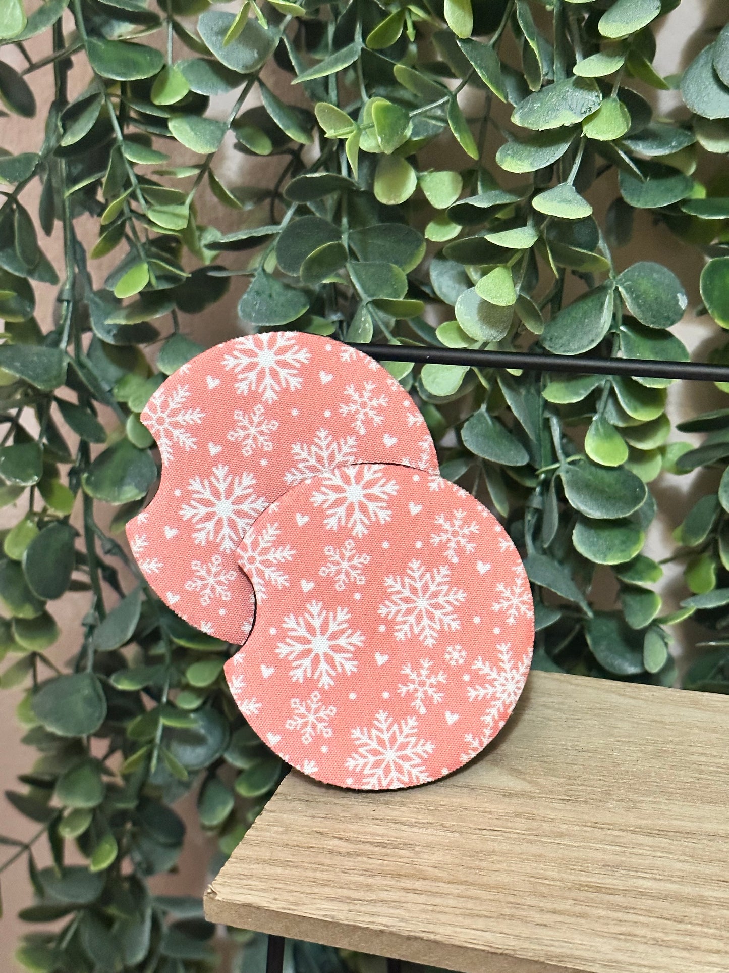 Pink Snowflakes Car Coasters