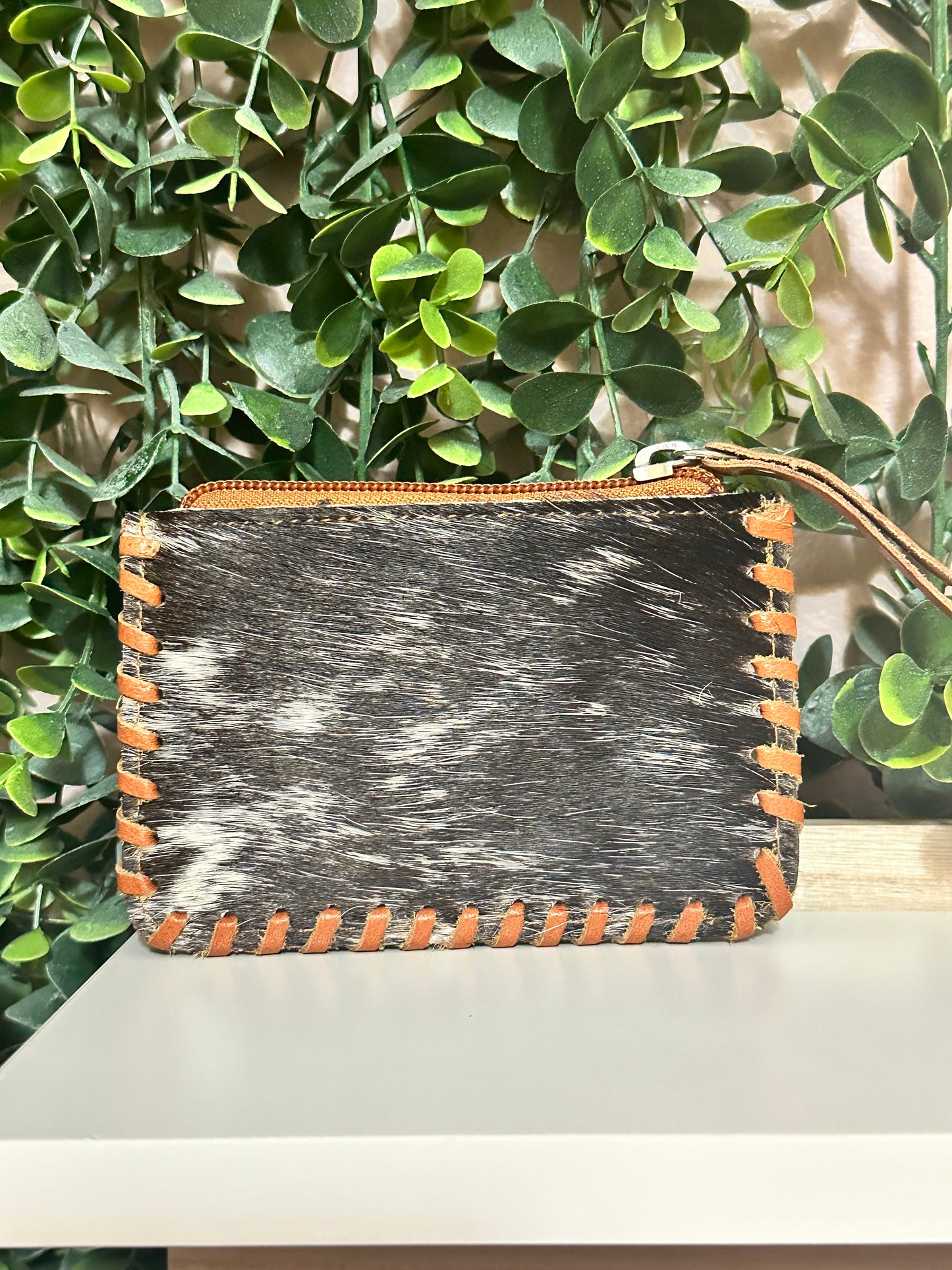 Tooled Cowhide Coin Pouch