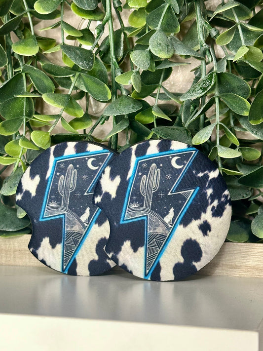 Western Lightening Bolt Car Coasters