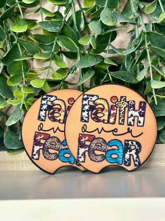 Faith over Fear Car Coasters