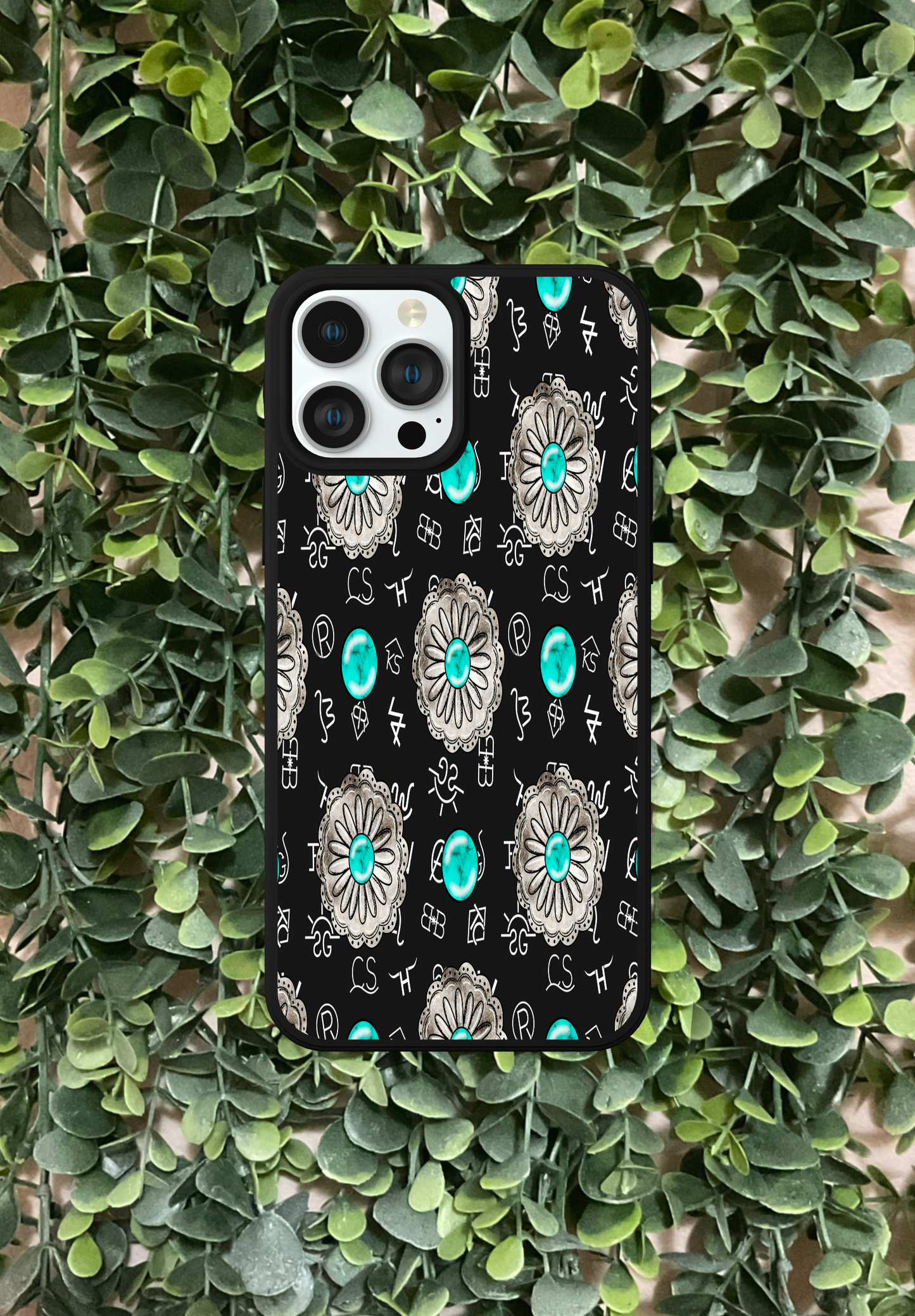 Black turquoise Phone Case