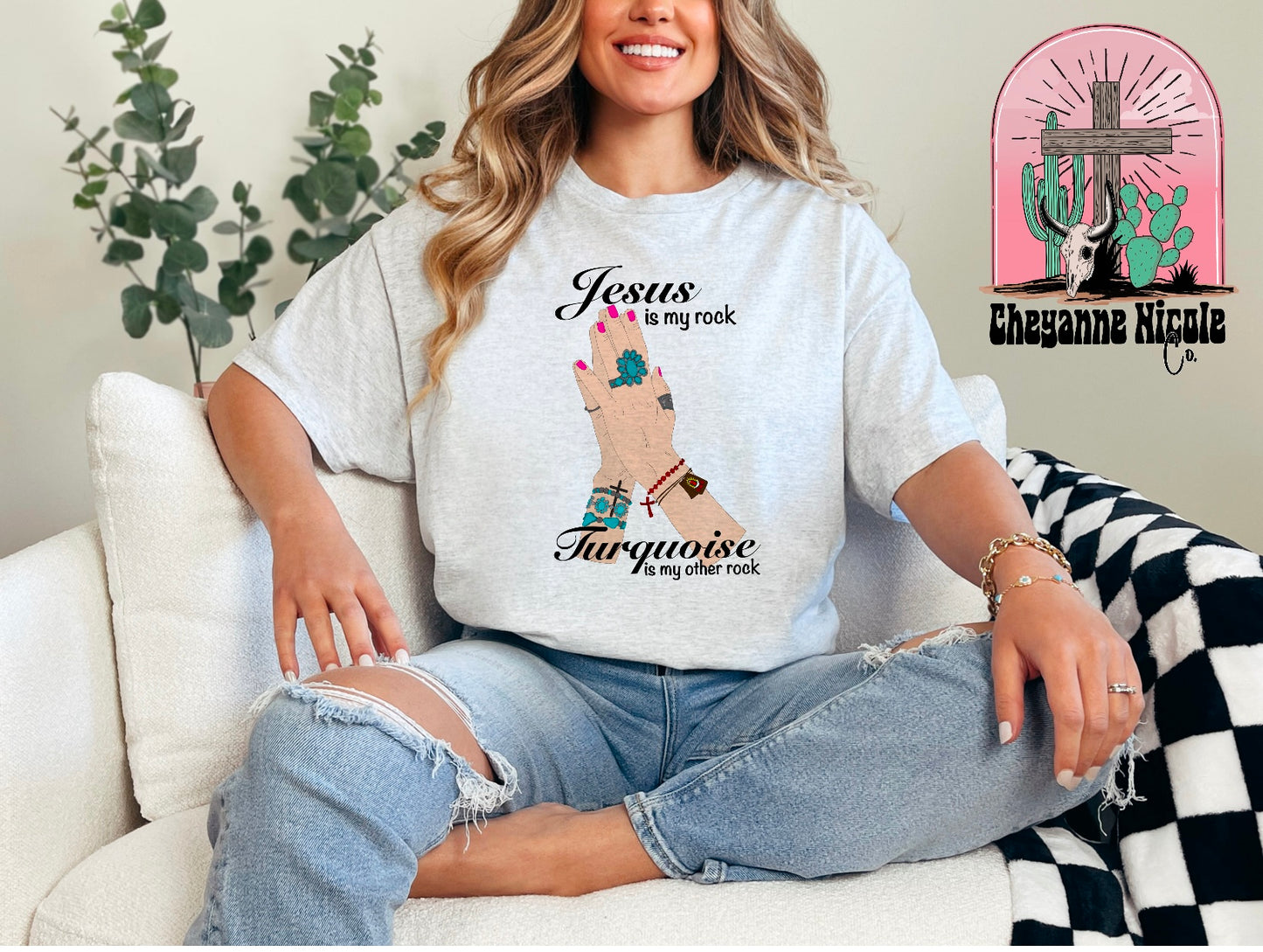 Jesus is my Rock, turquoise is my other rock Crewneck or Shirt