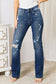 Judy Blue Full Size Mid Rise Hand Sand & Destroy Bootcut Jeans