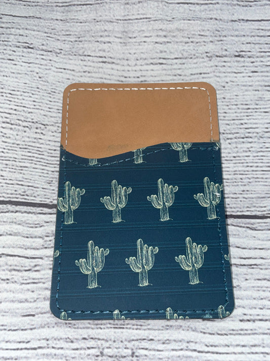 Dark Blue Cactus Phone Wallet